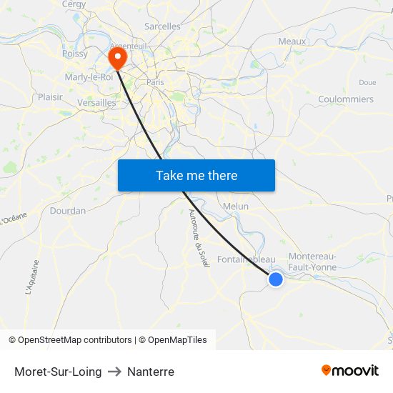 Moret-Sur-Loing to Nanterre map