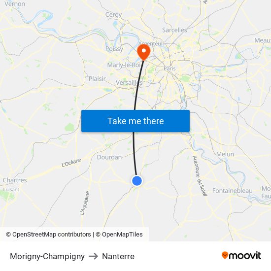 Morigny-Champigny to Nanterre map