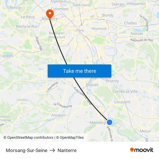 Morsang-Sur-Seine to Nanterre map