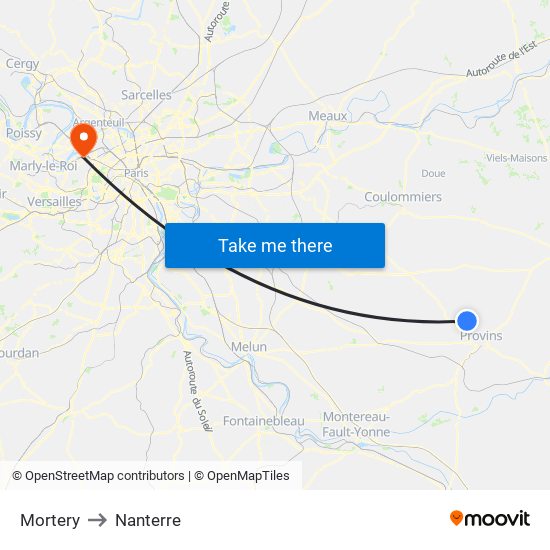 Mortery to Nanterre map