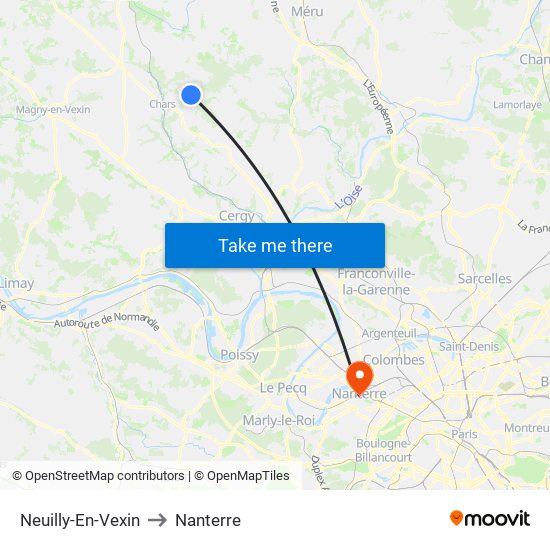 Neuilly-En-Vexin to Nanterre map