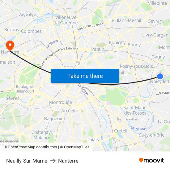 Neuilly-Sur-Marne to Nanterre map