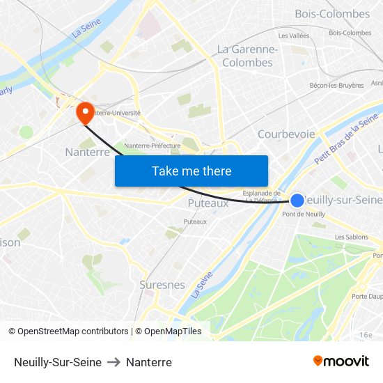 Neuilly-Sur-Seine to Nanterre map