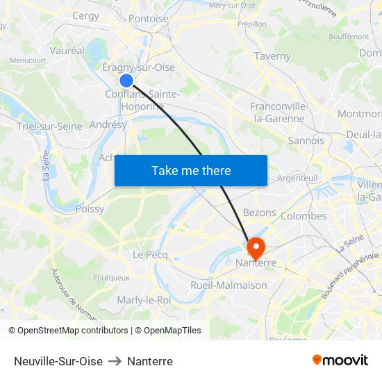 Neuville-Sur-Oise to Nanterre map