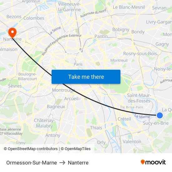 Ormesson-Sur-Marne to Nanterre map