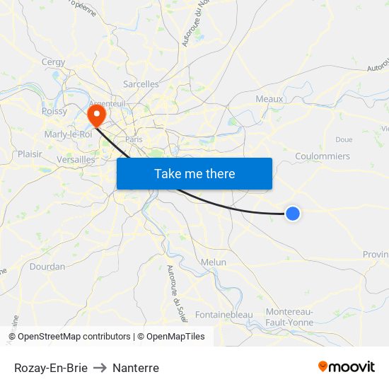 Rozay-En-Brie to Nanterre map