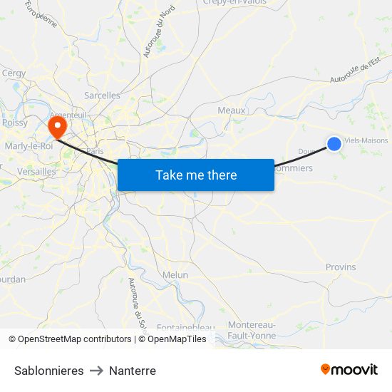 Sablonnieres to Nanterre map