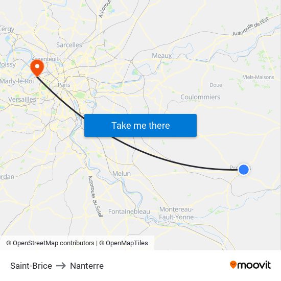 Saint-Brice to Nanterre map
