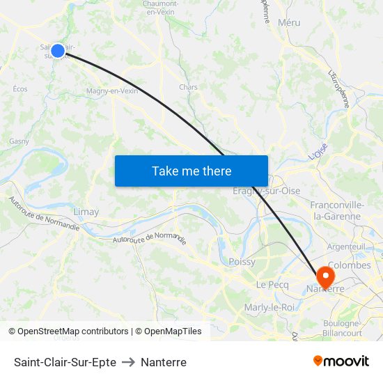 Saint-Clair-Sur-Epte to Nanterre map