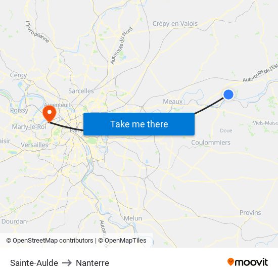 Sainte-Aulde to Nanterre map