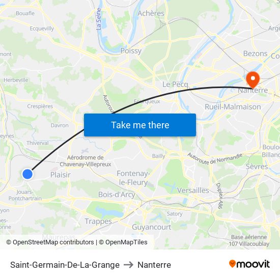 Saint-Germain-De-La-Grange to Nanterre map
