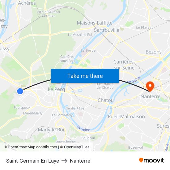 Saint-Germain-En-Laye to Nanterre map