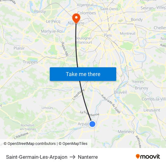 Saint-Germain-Les-Arpajon to Nanterre map