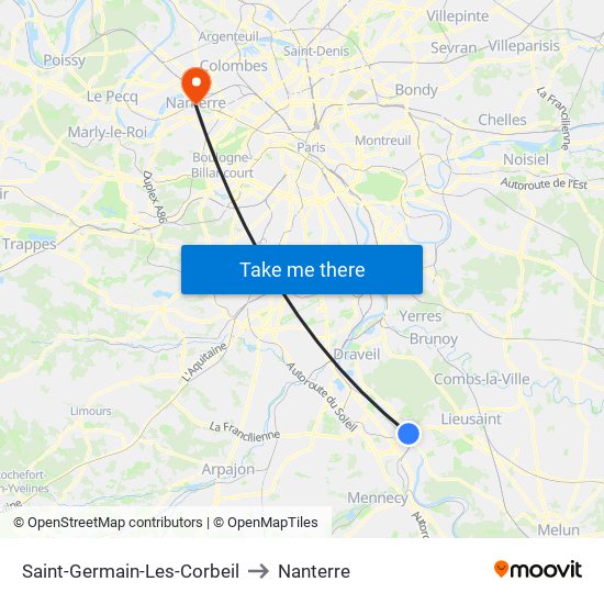 Saint-Germain-Les-Corbeil to Nanterre map