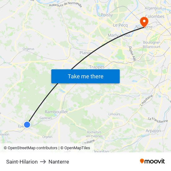 Saint-Hilarion to Nanterre map