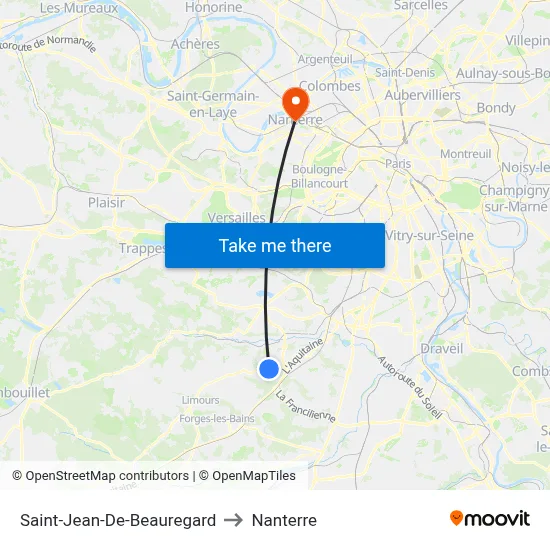 Saint-Jean-De-Beauregard to Nanterre map