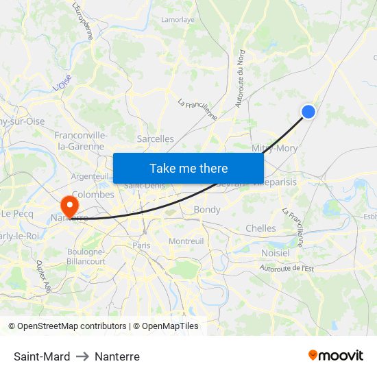 Saint-Mard to Nanterre map