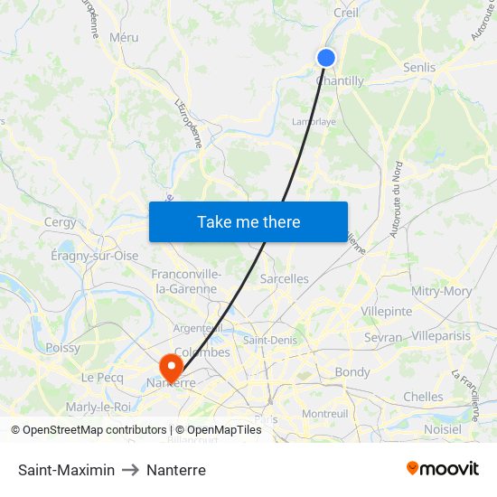 Saint-Maximin to Nanterre map