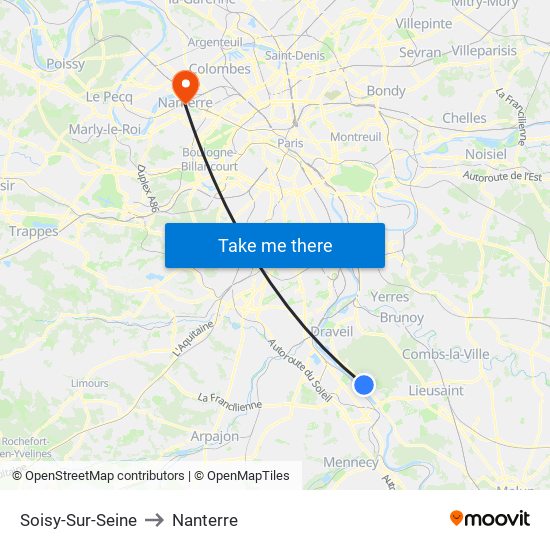 Soisy-Sur-Seine to Nanterre map