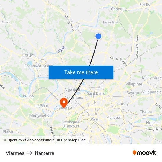 Viarmes to Nanterre map