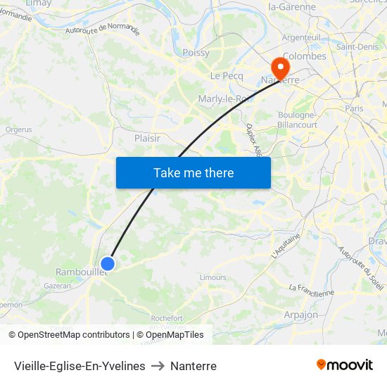 Vieille-Eglise-En-Yvelines to Nanterre map