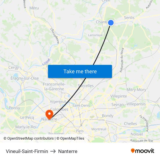 Vineuil-Saint-Firmin to Nanterre map