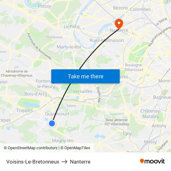 Voisins-Le-Bretonneux to Nanterre map