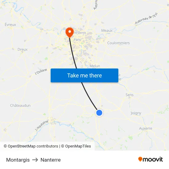 Montargis to Nanterre map
