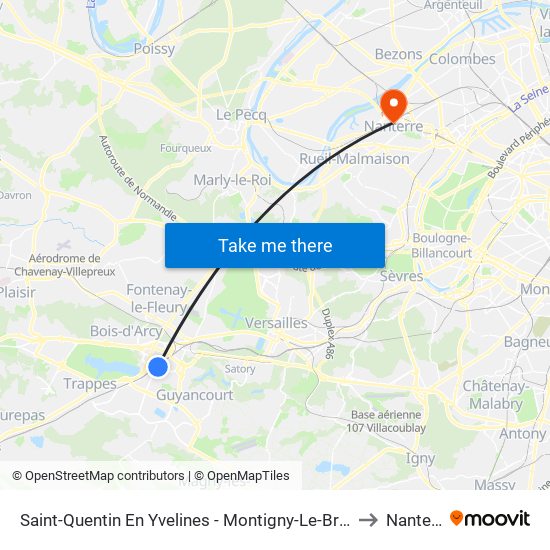 Saint-Quentin En Yvelines - Montigny-Le-Bretonneux to Nanterre map