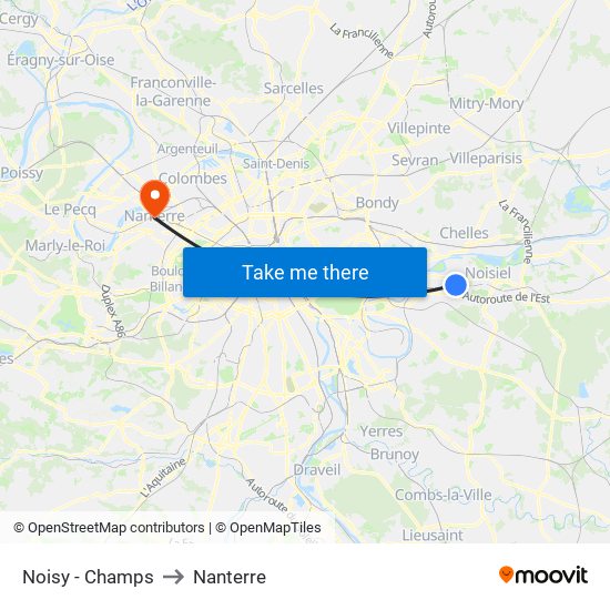 Noisy - Champs to Nanterre map