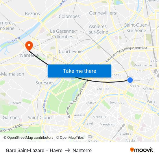 Gare Saint-Lazare – Havre to Nanterre map