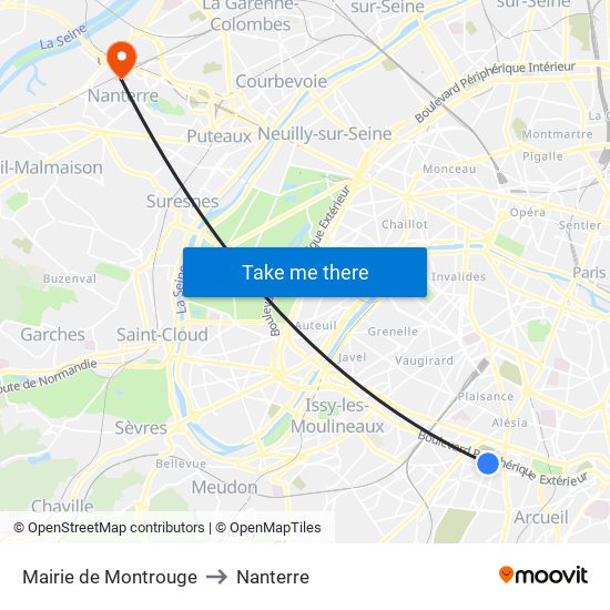 Mairie de Montrouge to Nanterre map