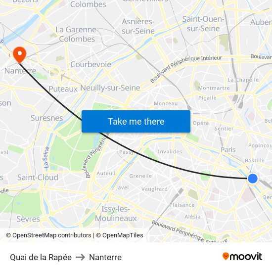 Quai de la Rapée to Nanterre map