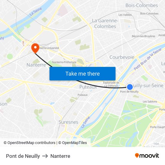 Pont de Neuilly to Nanterre map