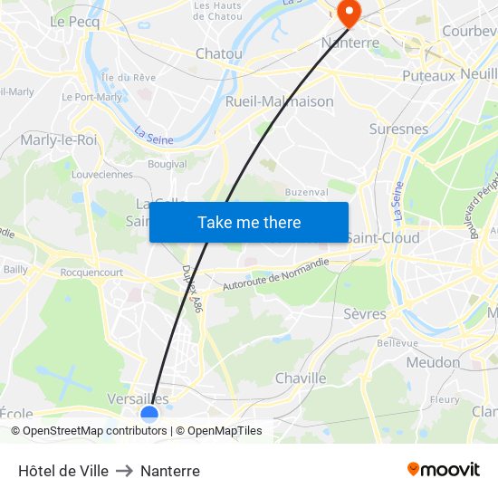 Hôtel de Ville to Nanterre map