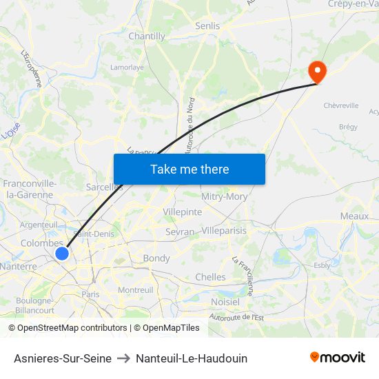 Asnieres-Sur-Seine to Nanteuil-Le-Haudouin map