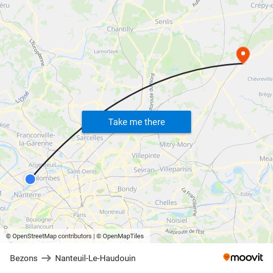 Bezons to Nanteuil-Le-Haudouin map
