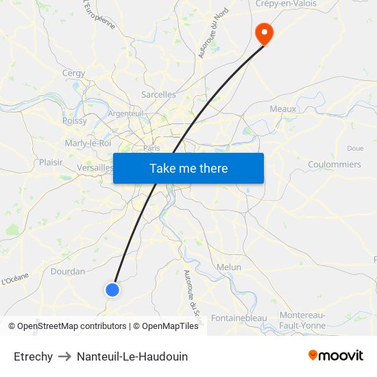 Etrechy to Nanteuil-Le-Haudouin map