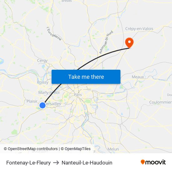 Fontenay-Le-Fleury to Nanteuil-Le-Haudouin map