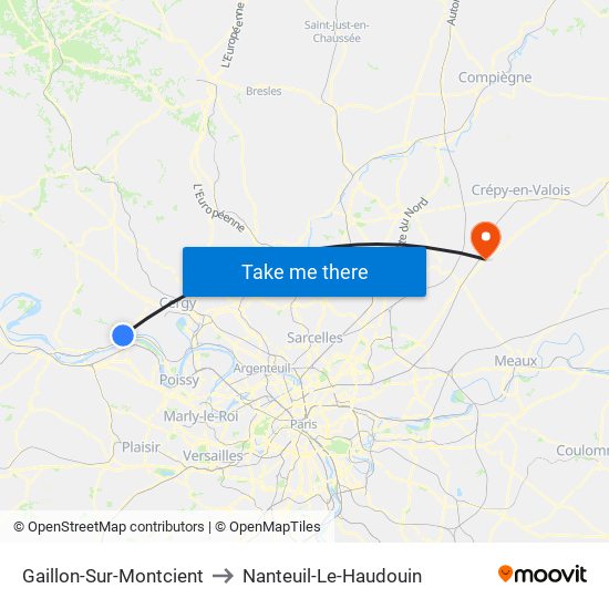 Gaillon-Sur-Montcient to Nanteuil-Le-Haudouin map