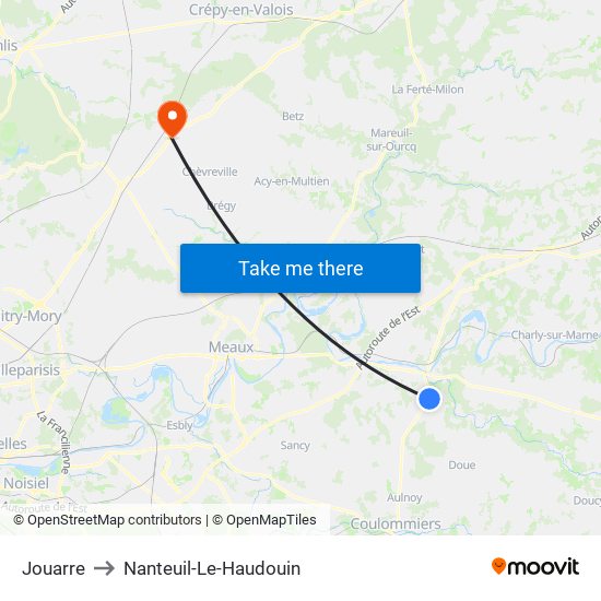 Jouarre to Nanteuil-Le-Haudouin map