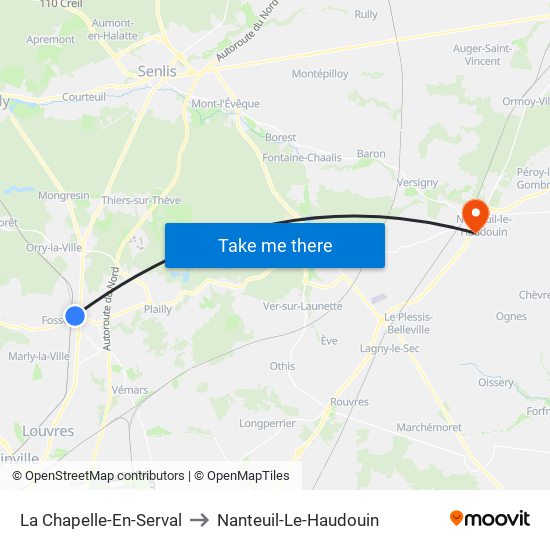 La Chapelle-En-Serval to Nanteuil-Le-Haudouin map