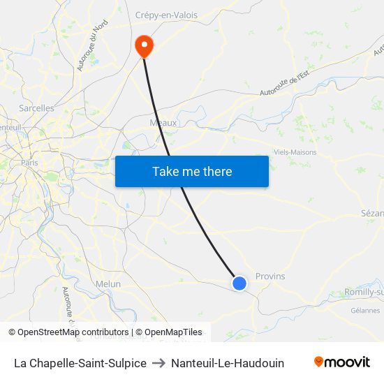 La Chapelle-Saint-Sulpice to Nanteuil-Le-Haudouin map