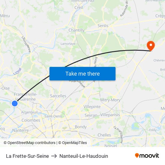 La Frette-Sur-Seine to Nanteuil-Le-Haudouin map