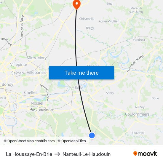 La Houssaye-En-Brie to Nanteuil-Le-Haudouin map
