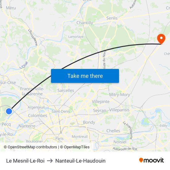 Le Mesnil-Le-Roi to Nanteuil-Le-Haudouin map