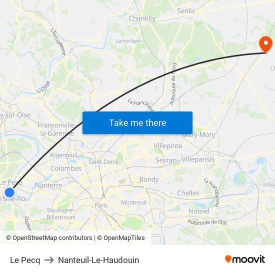 Le Pecq to Nanteuil-Le-Haudouin map