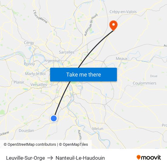 Leuville-Sur-Orge to Nanteuil-Le-Haudouin map