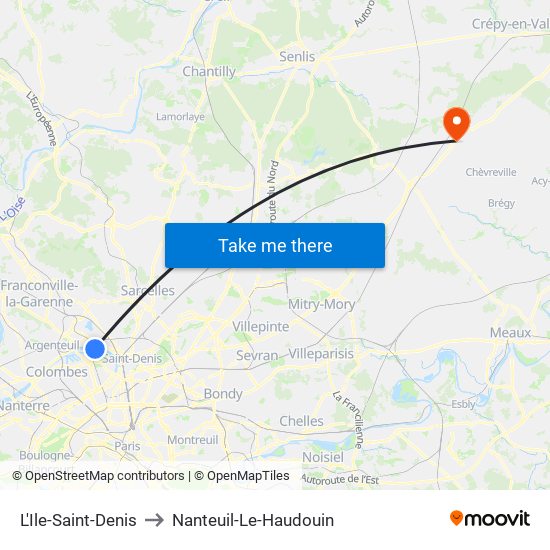 L'Ile-Saint-Denis to Nanteuil-Le-Haudouin map