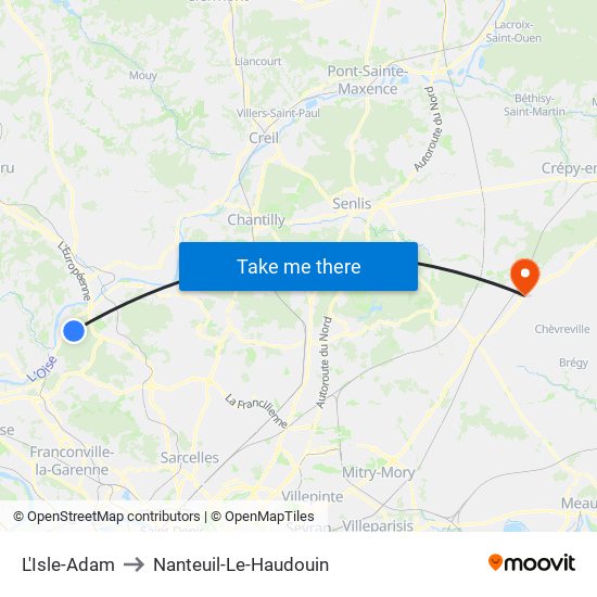 L'Isle-Adam to Nanteuil-Le-Haudouin map